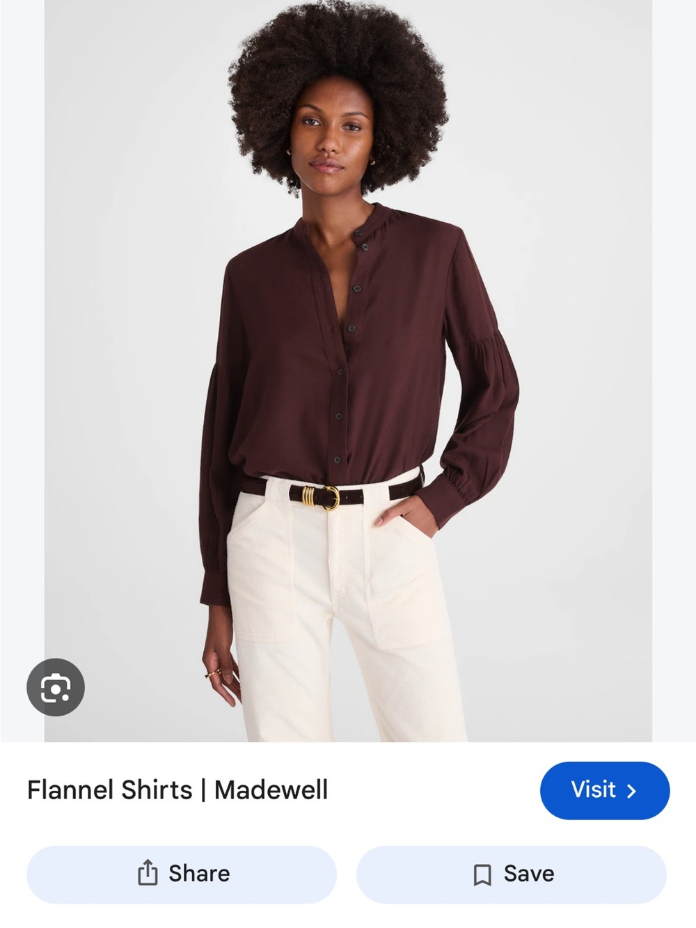 Madewell Stand-Collar Button-Up Shirt in Flannel - Expresso Bean